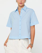 Cropped Pleated Back Shirt