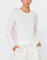 Knit Front Striped Woven Back Top