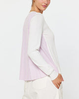 Knit Front Striped Woven Back Top