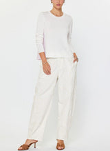 Knit Front Striped Woven Back Top