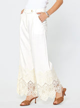 High Waist Crochet Detail Wide Leg Pants