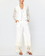 High Waist Crochet Detail Wide Leg Pants