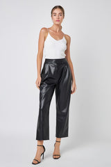Faux Leather Pleated Trouser Pants