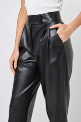Faux Leather Pleated Trouser Pants