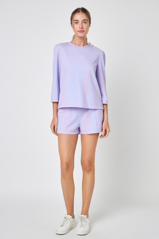 Striped Puff Sleeve Breton Tee