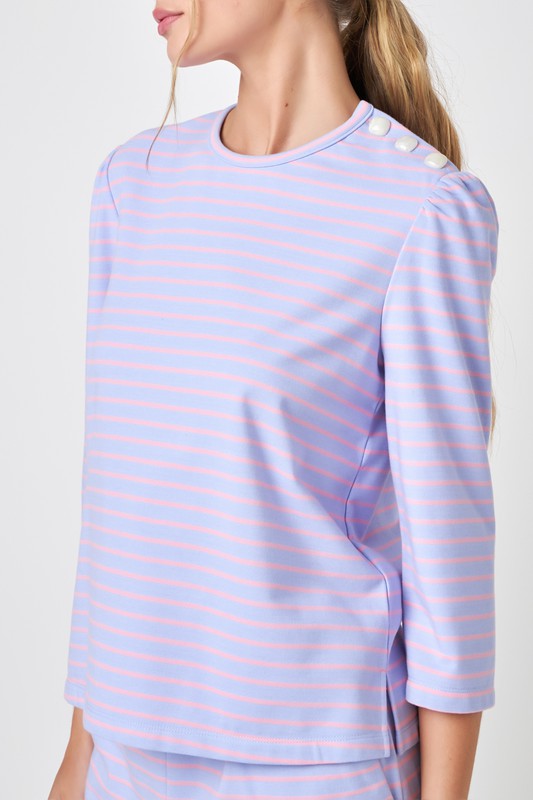 Striped Puff Sleeve Breton Tee