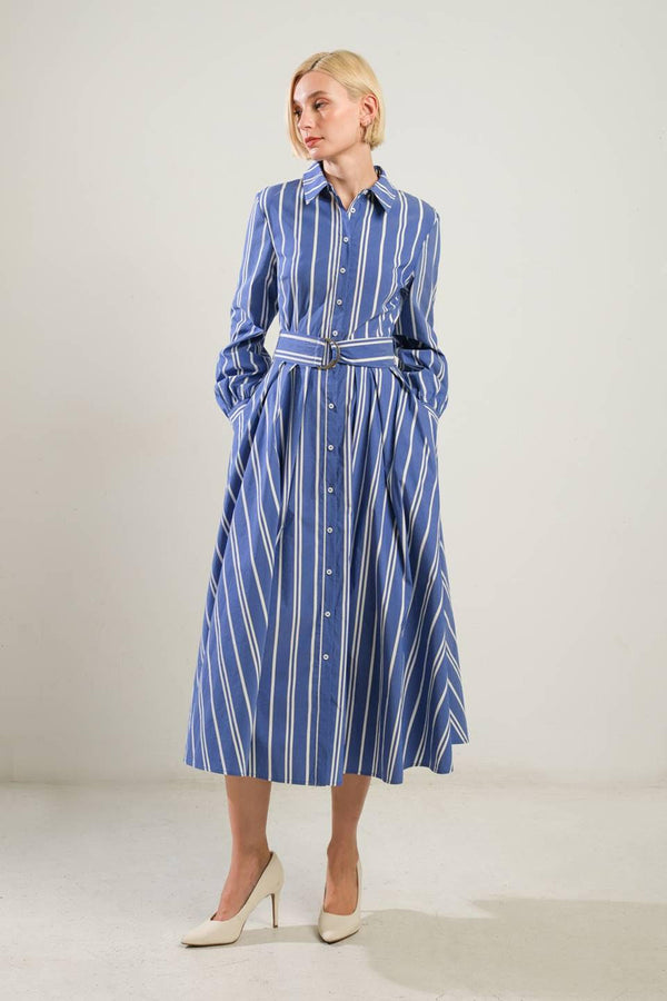 Striped Midi Shirt Dress