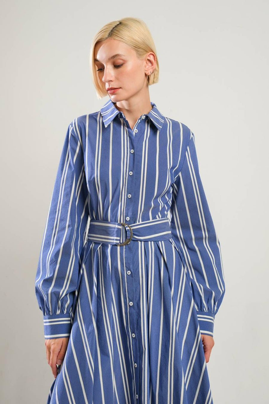 Striped Midi Shirt Dress voglio.us Striped Midi Shirt Dress voglio.us