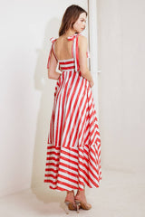 Red & White Printed Midi Dress – voglio.us
