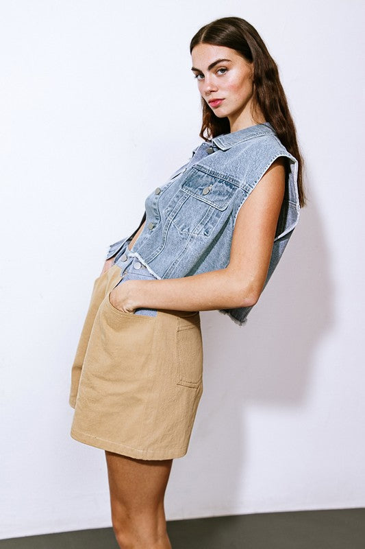 Washed Denim Vest