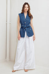 Pinstripe Denim Vest