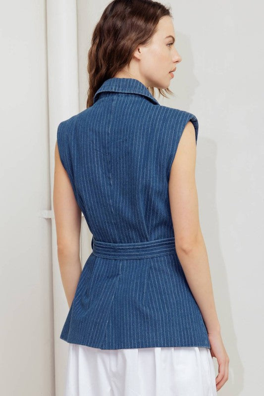 Pinstripe Denim Vest