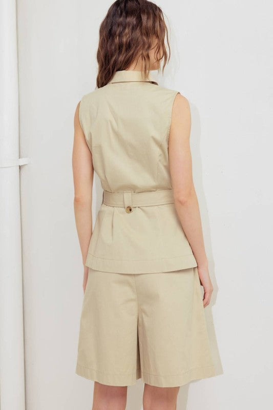 Khaki Belted Vest