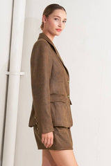 Brown Faux Leather Blazer