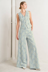 Woven Bonded Lace Wide Leg Pants