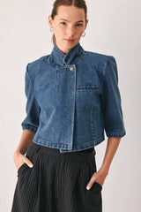 Madison Cropped Denim Blazer