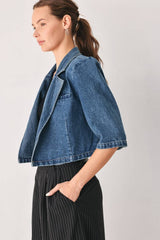 Madison Cropped Denim Blazer
