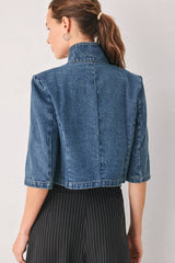 Madison Cropped Denim Blazer