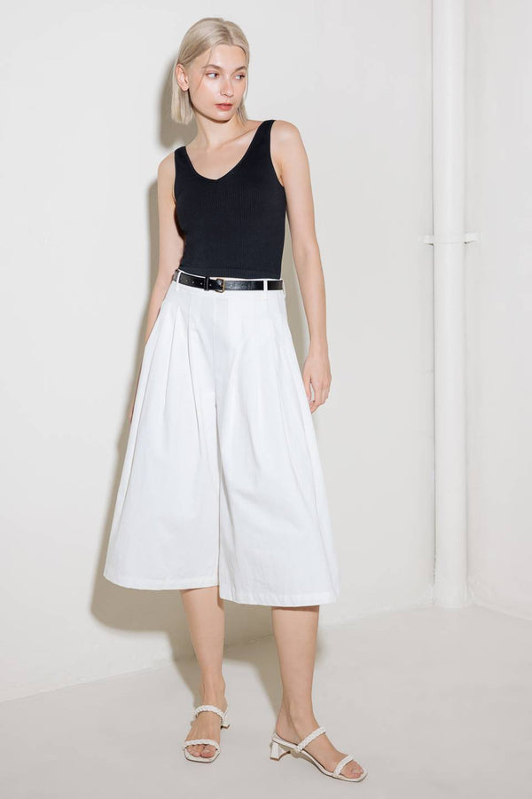 White Pleated Culottes