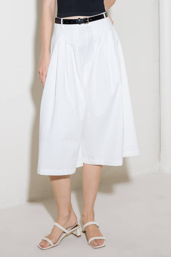 White Pleated Culottes