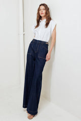 Wide-Leg Denim Pants