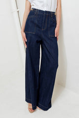 Wide-Leg Denim Pants