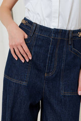 Wide-Leg Denim Pants