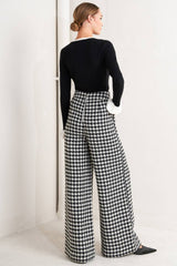 Houndstooth Wide-Leg Pants