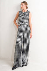 Houndstooth Wide-Leg Pants
