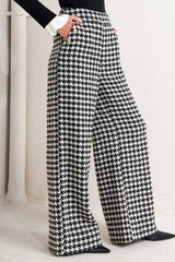 Houndstooth Wide-Leg Pants