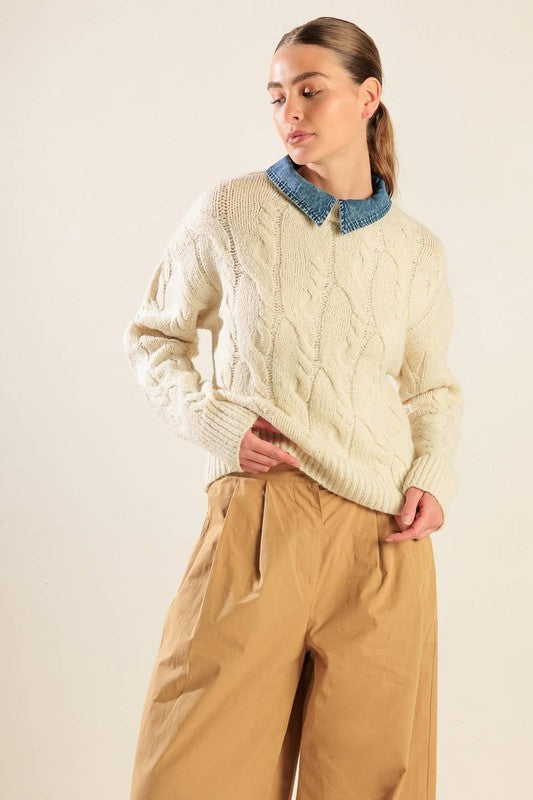 Cream Cable Knit Sweater