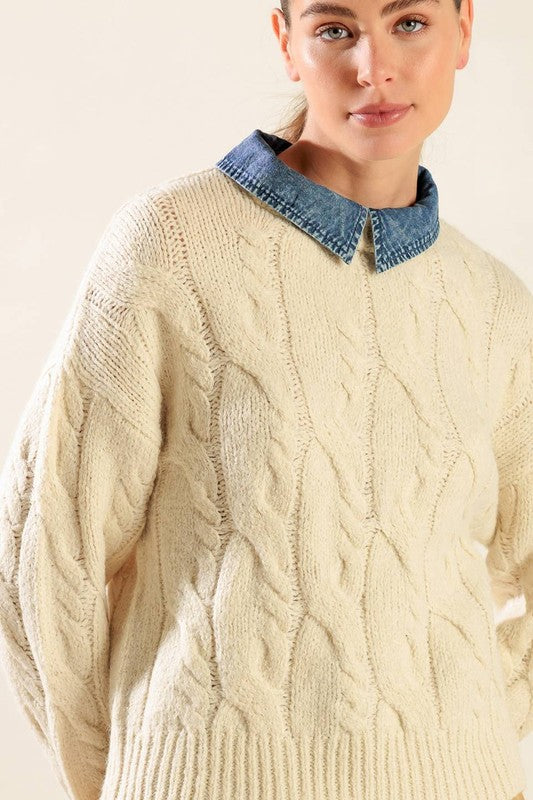 Cream Cable Knit Sweater