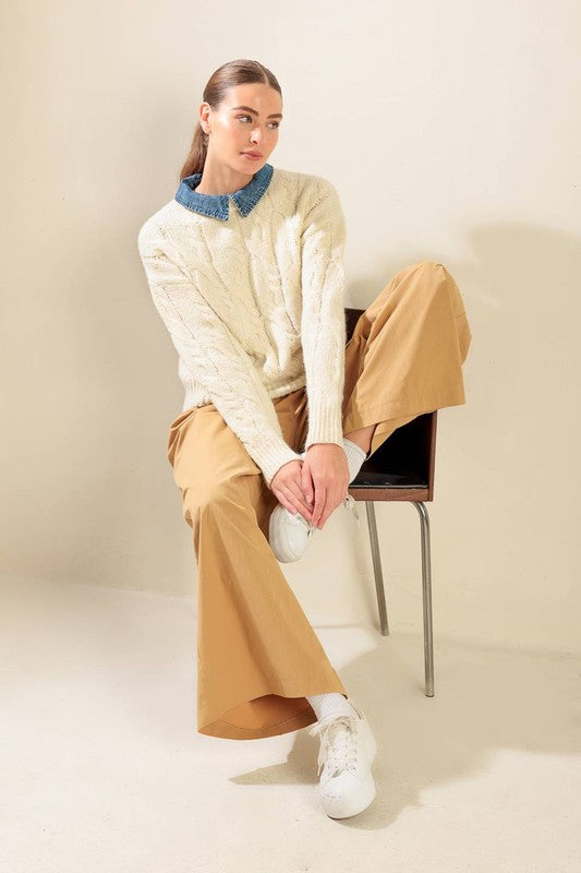 Cream Cable Knit Sweater