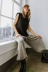 Side Snap Solid Knit Top (White, Black)