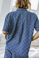 Indigo Textured Denim Top
