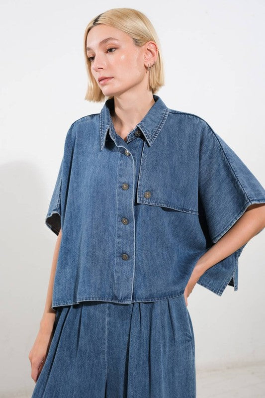 Washed Denim Top