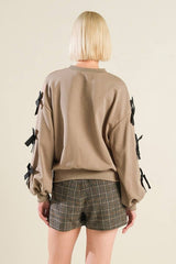 Bow Tie Detail Sweat Shirt