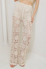 Open Knit Crochet Vest & Pants Set