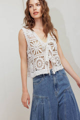 Open Knit Crochet Vest & Pants Set