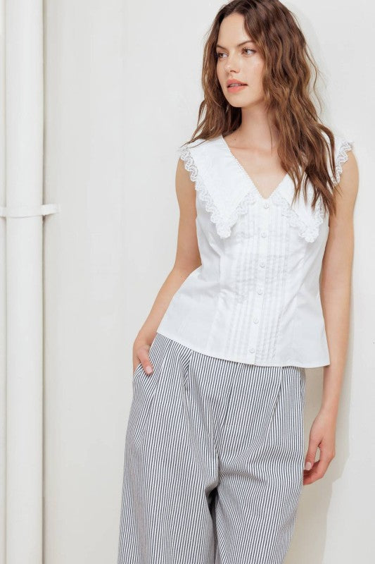 Lace Trimmed Collar Blouse