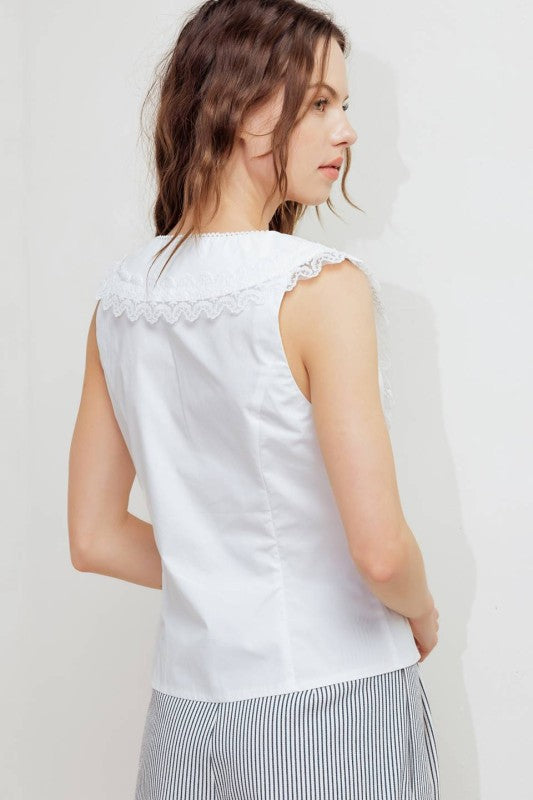 Lace Trimmed Collar Blouse