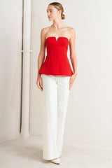 Strapless Structured Peplum Top
