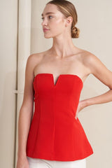 Strapless Structured Peplum Top