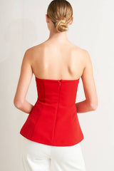 Strapless Structured Peplum Top