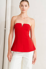 Strapless Structured Peplum Top