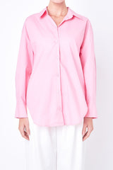 Oversize Collared Shirt (Green & Bubblegum Pink)