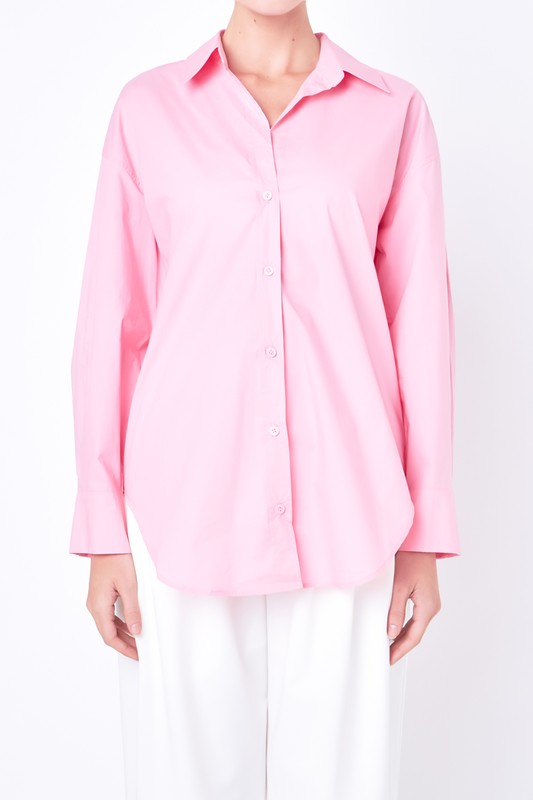 Oversize Collared Shirt (Green & Bubblegum Pink)