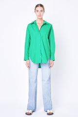 Oversize Collared Shirt (Green & Bubblegum Pink)