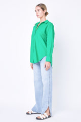 Oversize Collared Shirt (Green & Bubblegum Pink)
