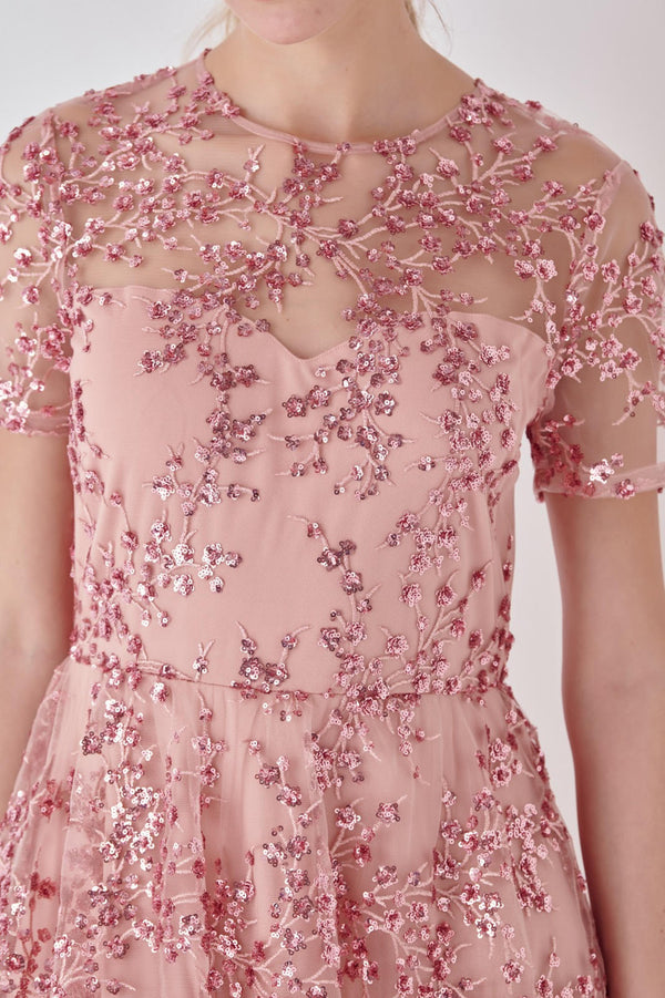 Sequins Embroidered Maxi Dress